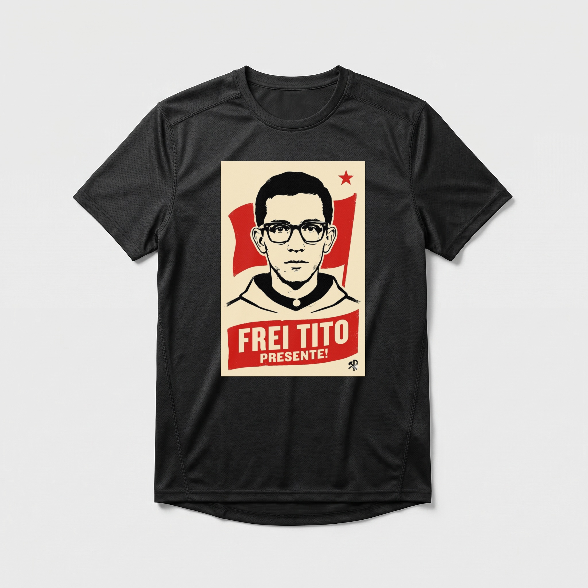 Camiseta_dry_fit_preto_que_isso_camarada_-_Frei_Tito | Frei Tito