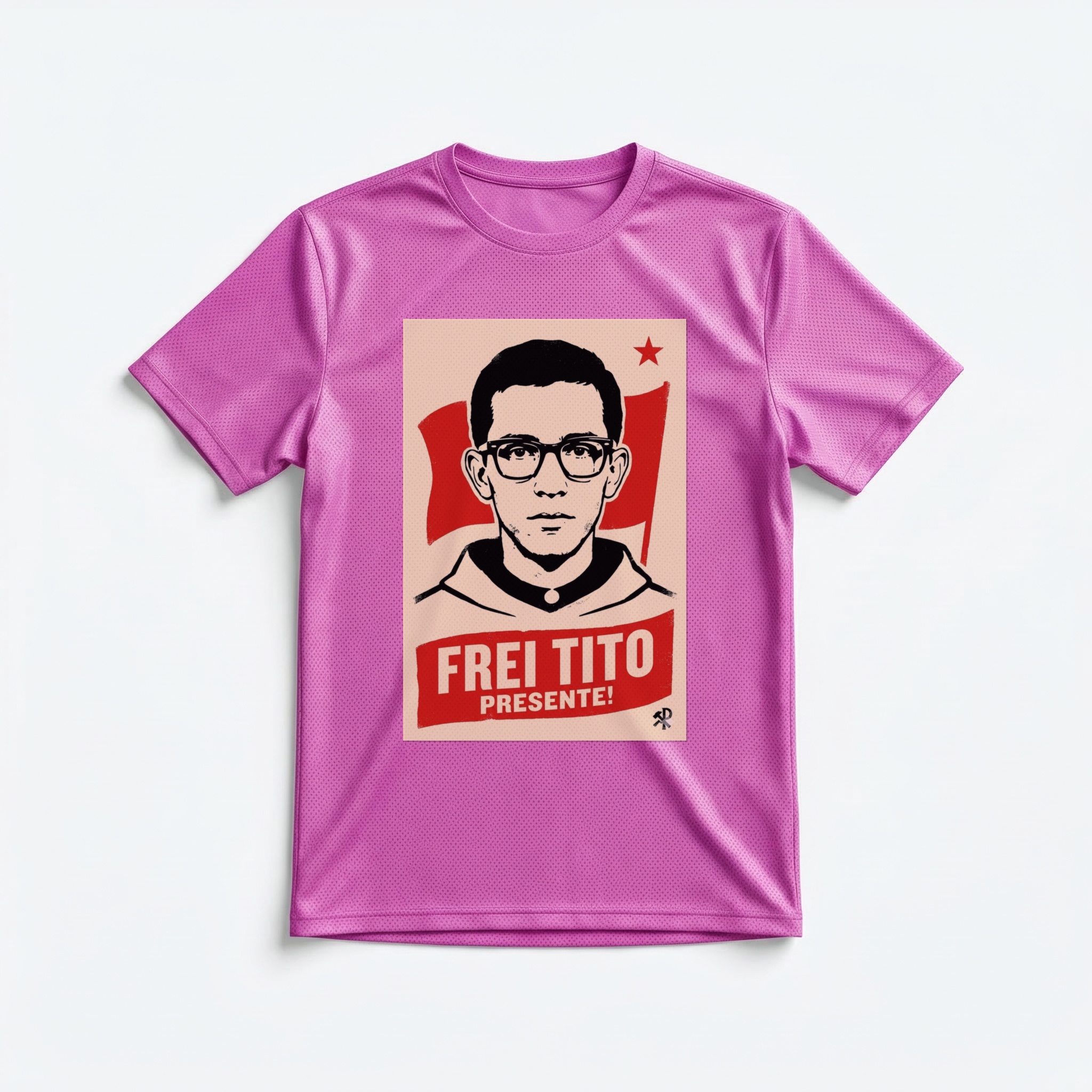 Camiseta_dry_fit_rosa_que_isso_camarada_-_Frei_Tito | Frei Tito