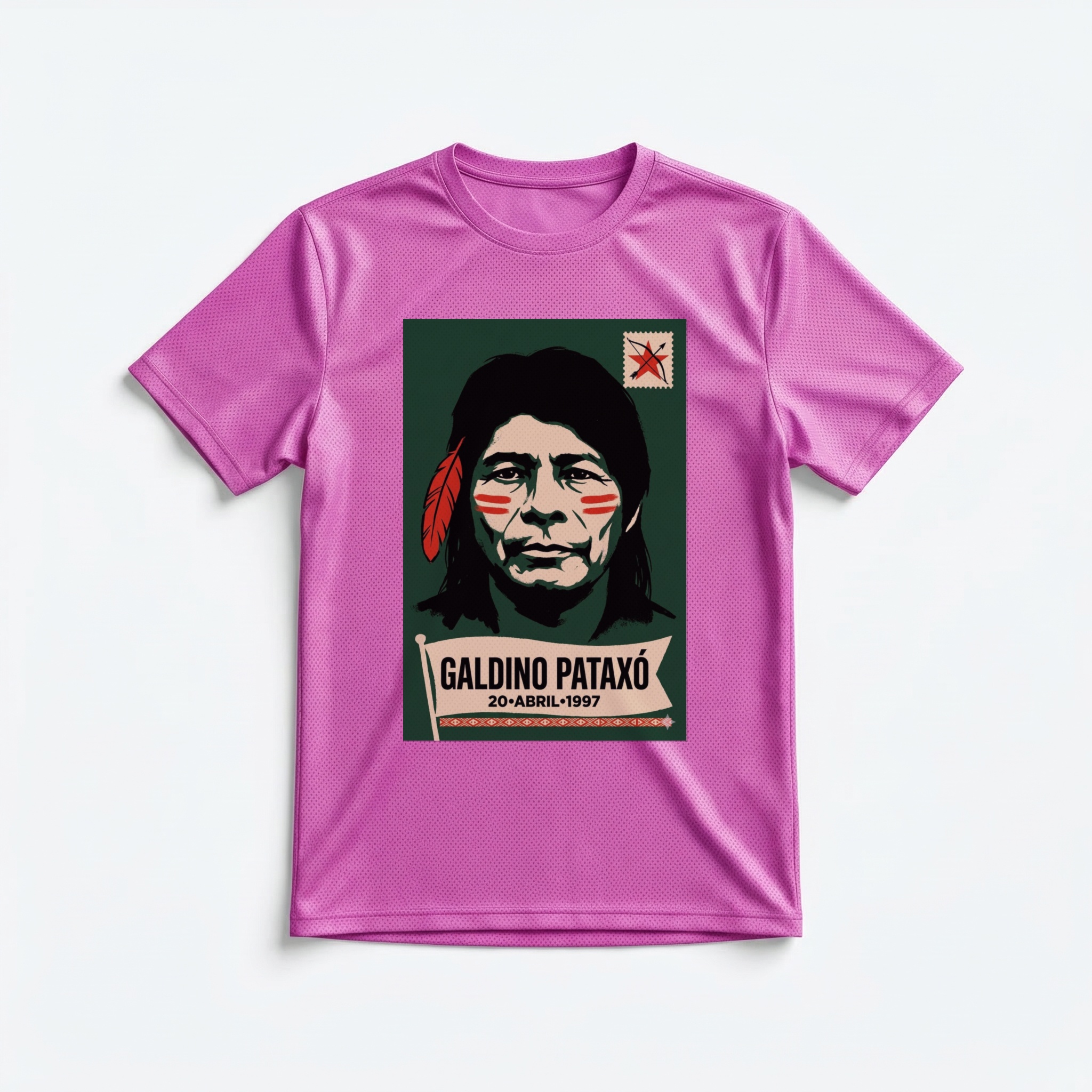 Camiseta_dry_fit_rosa_que_isso_camarada_-_Galdino_Pataxo | Galdino Pataxo
