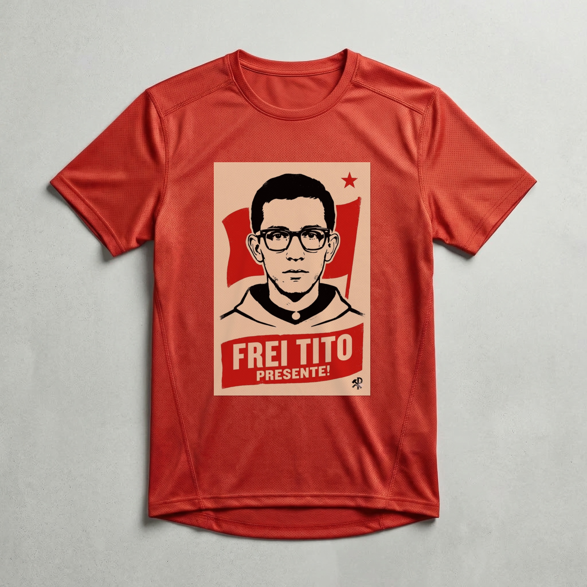 Camiseta_dry_fit_vermelho_que_isso_camarada_-_Frei_Tito | Frei Tito