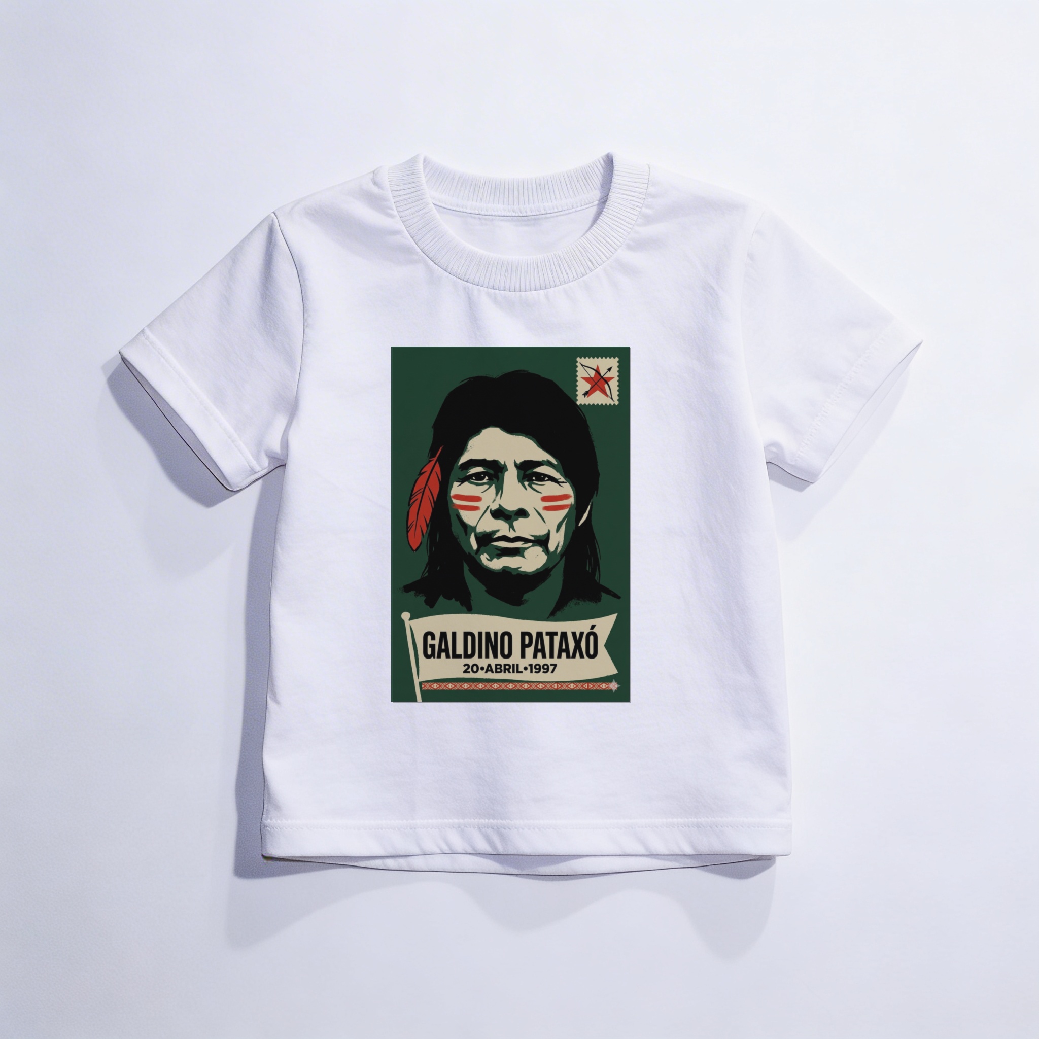 Camiseta_infantil_branco_que_isso_camarada_-_Galdino_Pataxo | Galdino Pataxo
