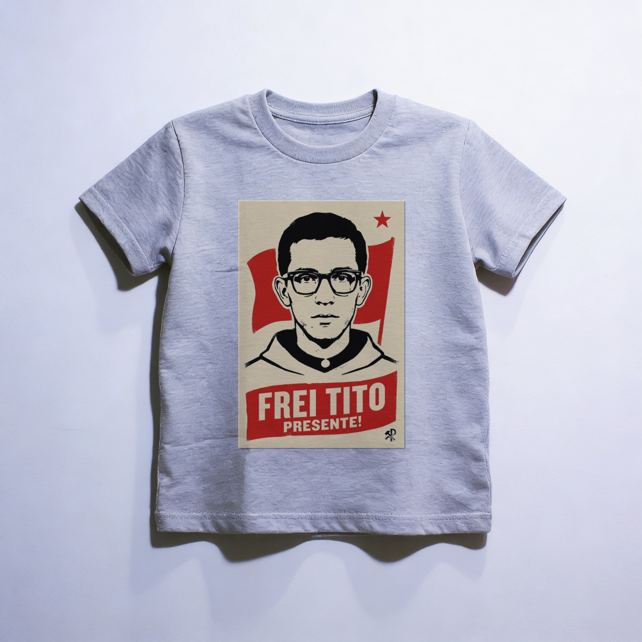 Camiseta_infantil_cinza_claro_que_isso_camarada_-_Frei_Tito | Frei Tito