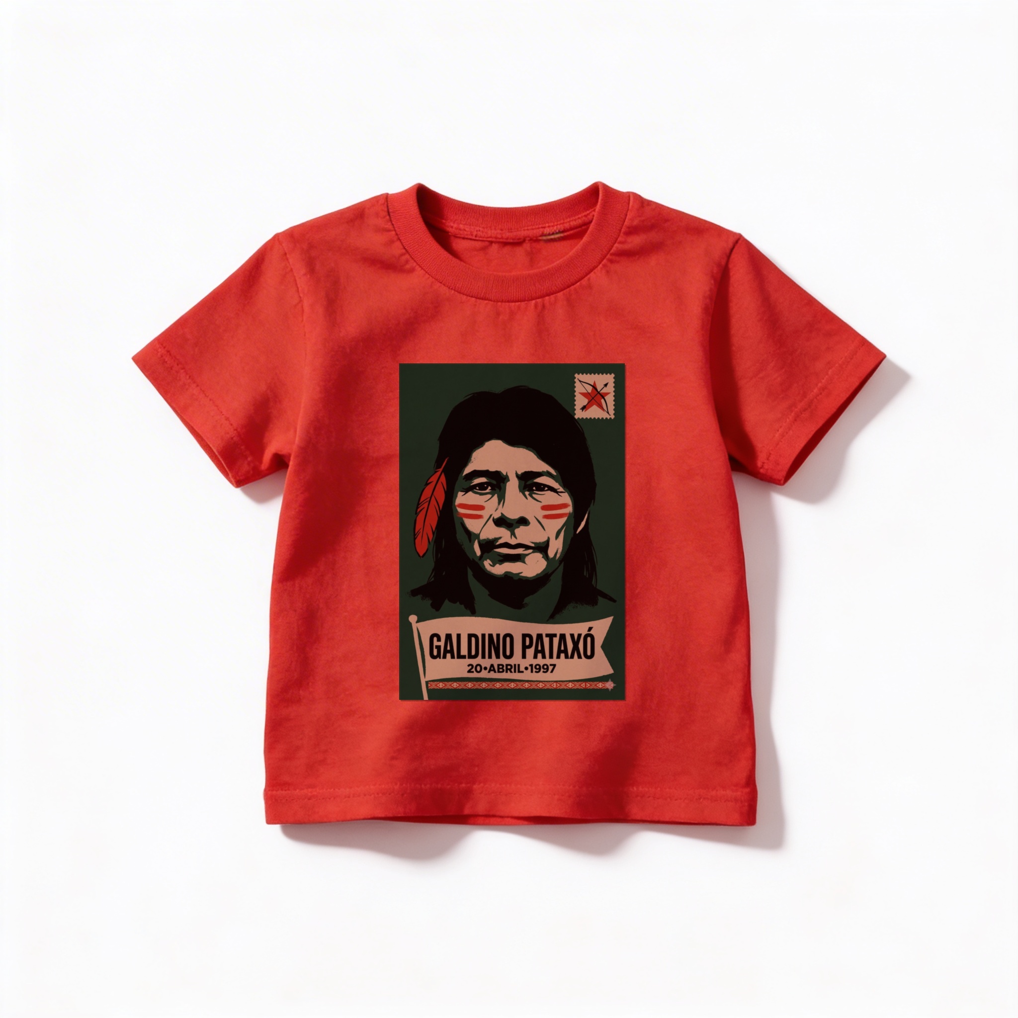 Camiseta_infantil_vermelho_que_isso_camarada_-_Galdino_Pataxo | Galdino Pataxo