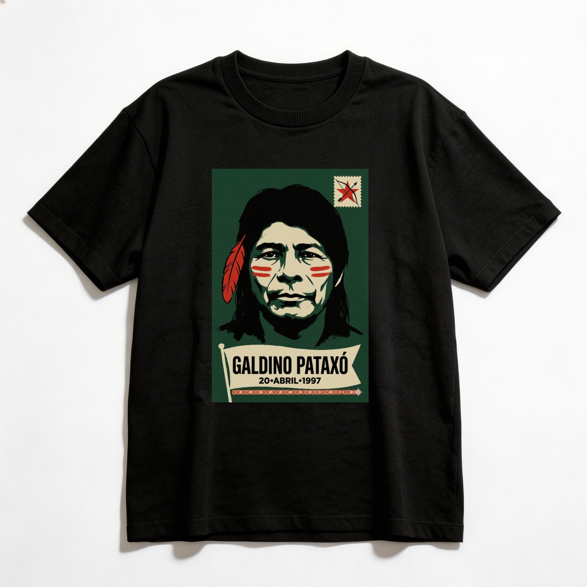 Camiseta_oversized_preto_que_isso_camarada_-_Galdino_Pataxo | Galdino Pataxo