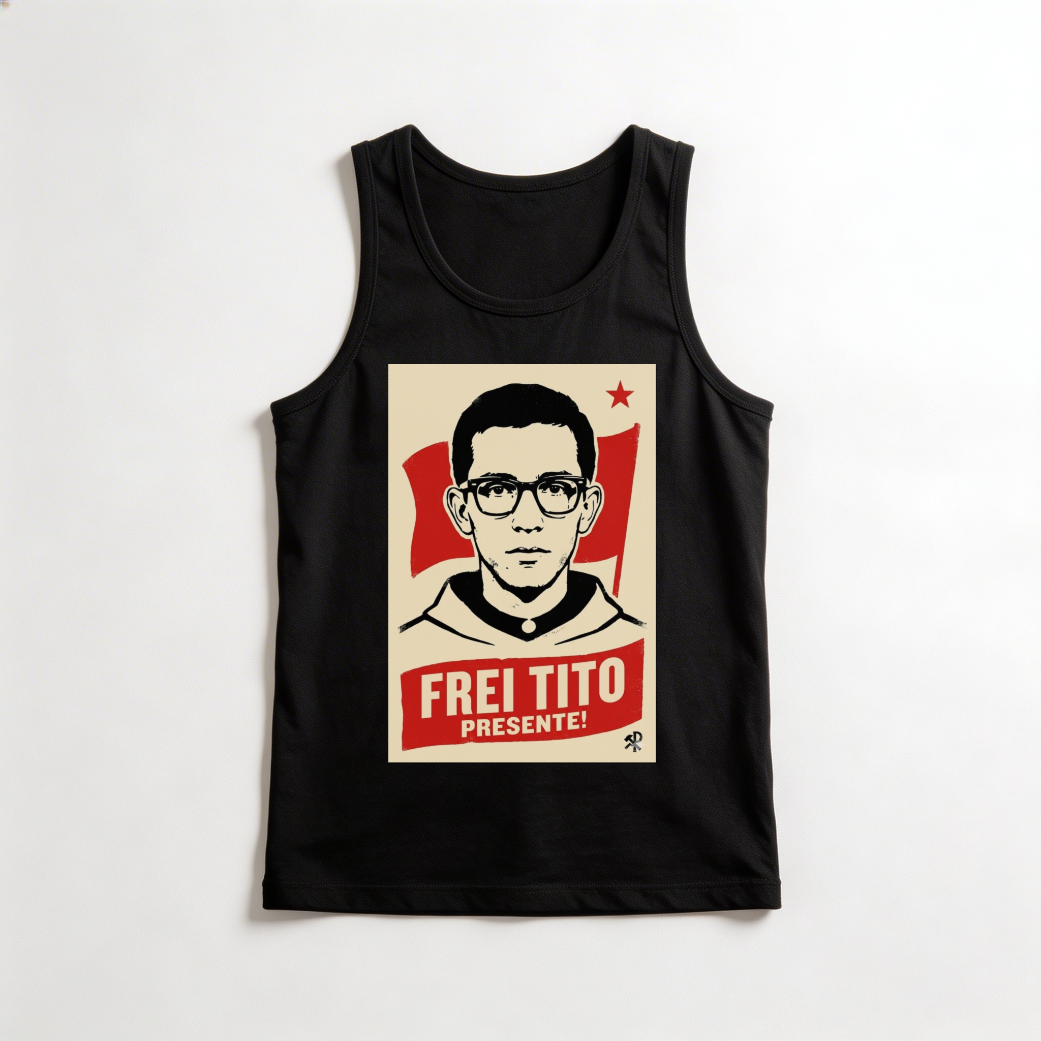 Camiseta_regata_preto_que_isso_camarada_-_Frei_Tito | Frei Tito