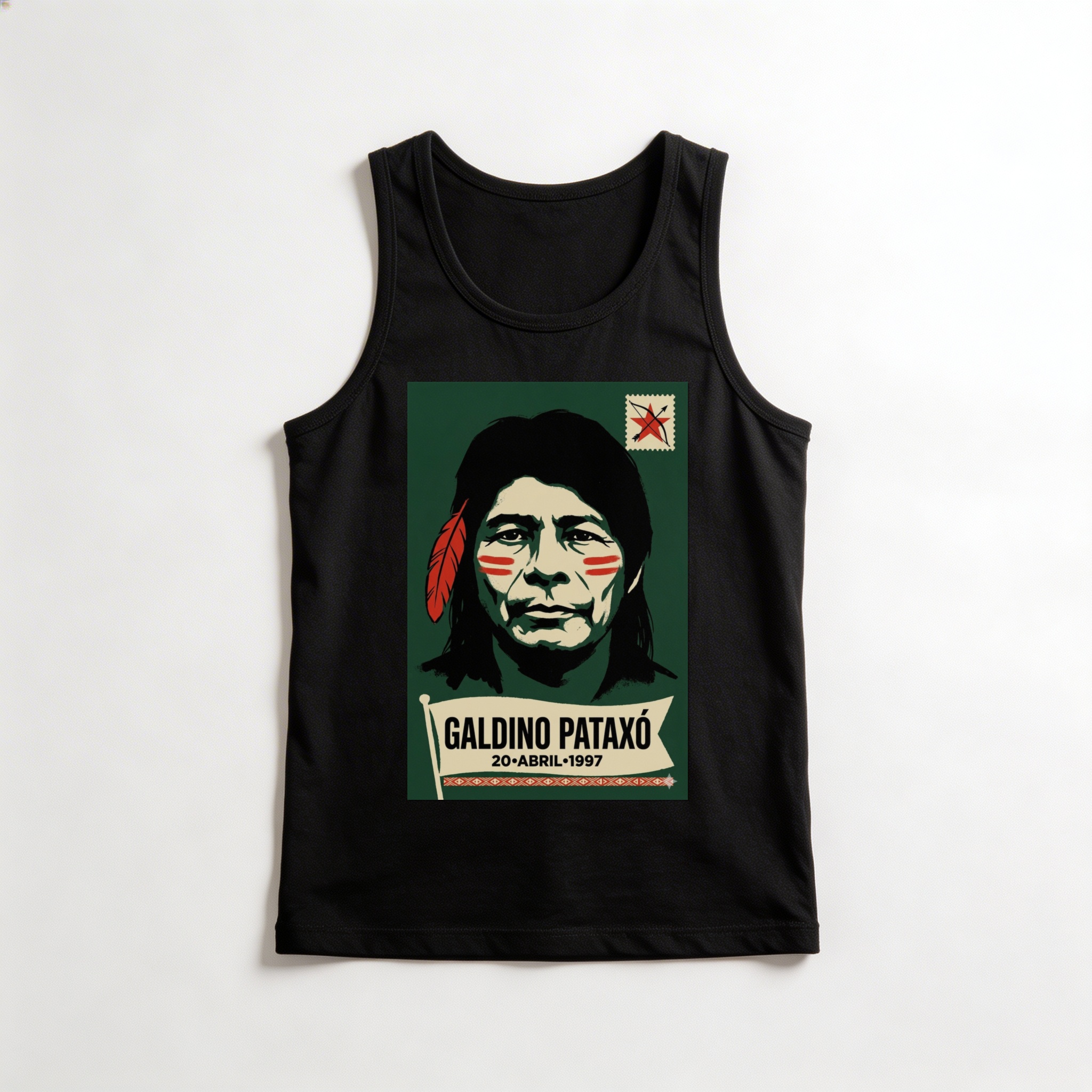 Camiseta_regata_preto_que_isso_camarada_-_Galdino_Pataxo | Galdino Pataxo