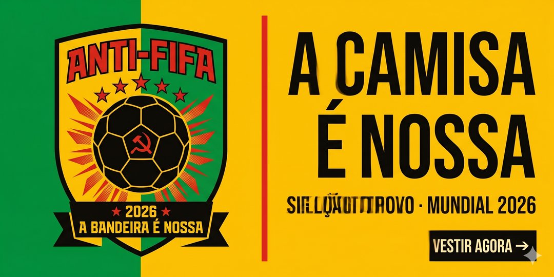 Coleção Seleção 2026 Que Isso Camarada — A Camisa é Nossa, Anti-FIFA, escudo construtivista brasileiro pra Copa do Mundo 2026