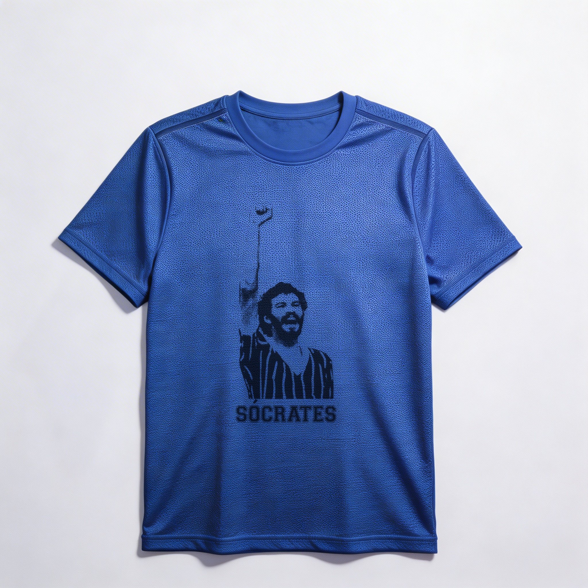 Camiseta_dry_fit_azul_que_isso_camarada_-_Socrates_fundo_trans | Socrates fundo trans