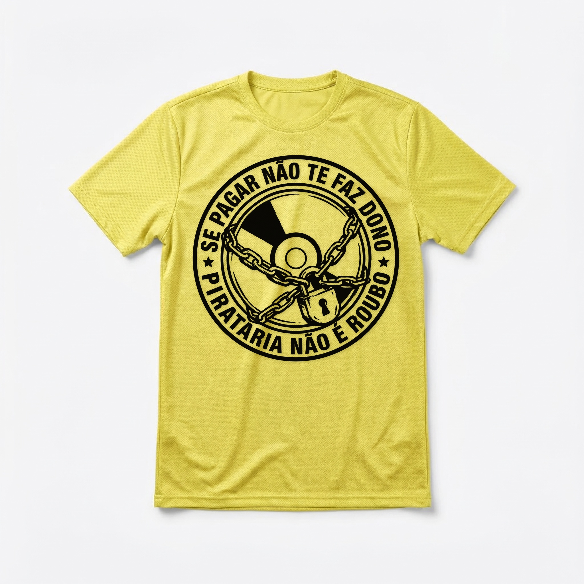 Camiseta_dry_fit_amarelo_que_isso_camarada_-_Se_pagar_nao_te_faz_dono_pirataria_nao_e_roubo | camiseta_dry_fit