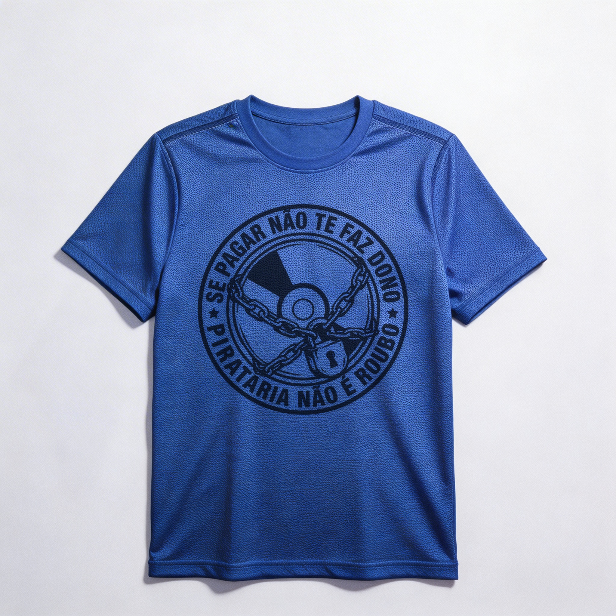 Camiseta_dry_fit_azul_que_isso_camarada_-_Se_pagar_nao_te_faz_dono_pirataria_nao_e_roubo | camiseta_dry_fit