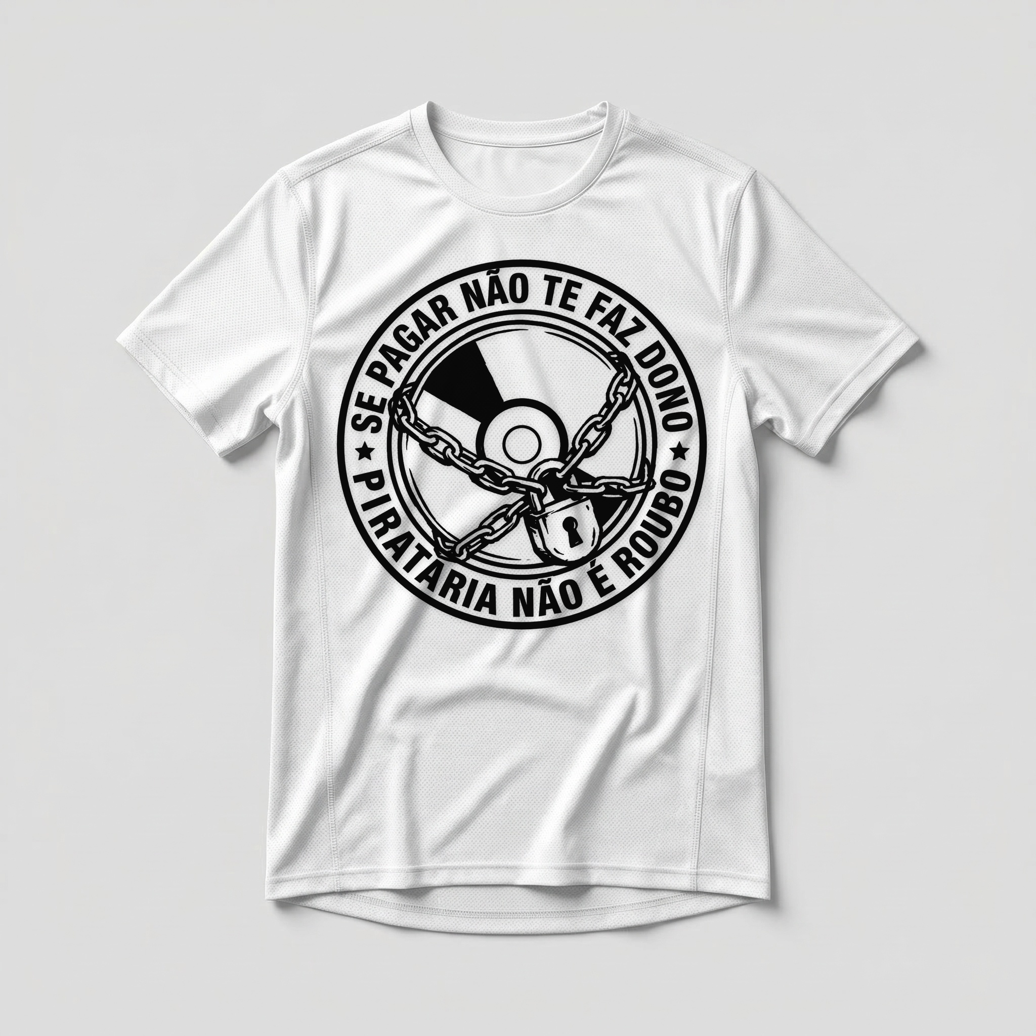 Camiseta_dry_fit_branco_que_isso_camarada_-_Se_pagar_nao_te_faz_dono_pirataria_nao_e_roubo | camiseta_dry_fit