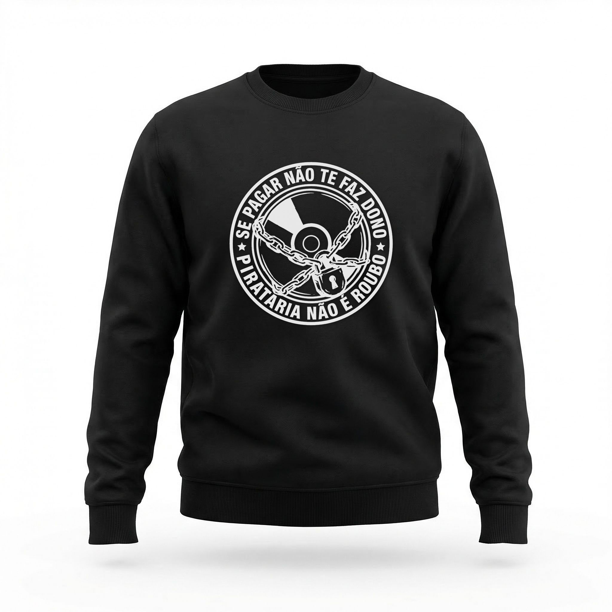 Moletom_careca_preto_que_isso_camarada_-_Se_pagar_nao_te_faz_dono_pirataria_nao_e_roubo | Se pagar não te faz dono, pirataria não é roubo.