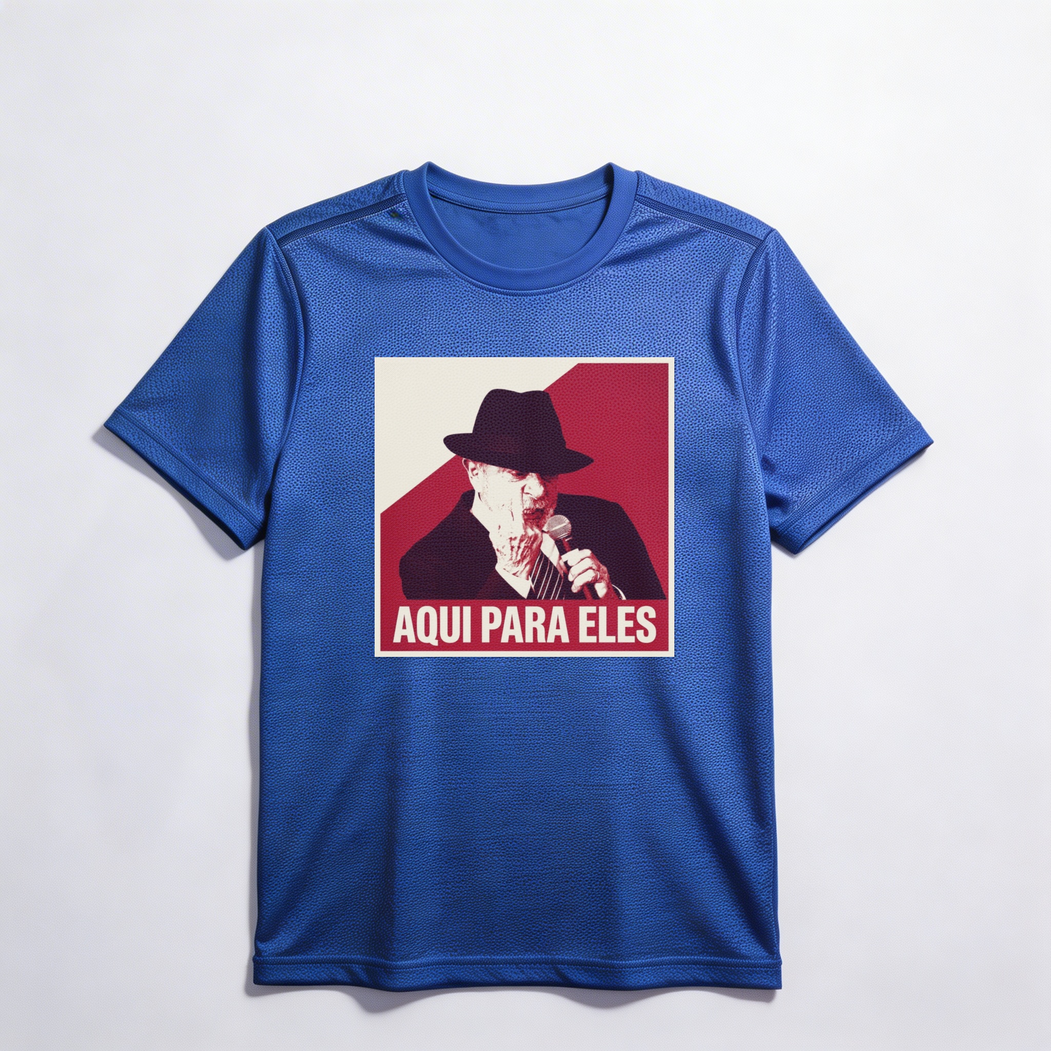 Camiseta_dry_fit_azul_que_isso_camarada_-_Lula_-_Aqui_para_eles | Lula - Aqui para eles