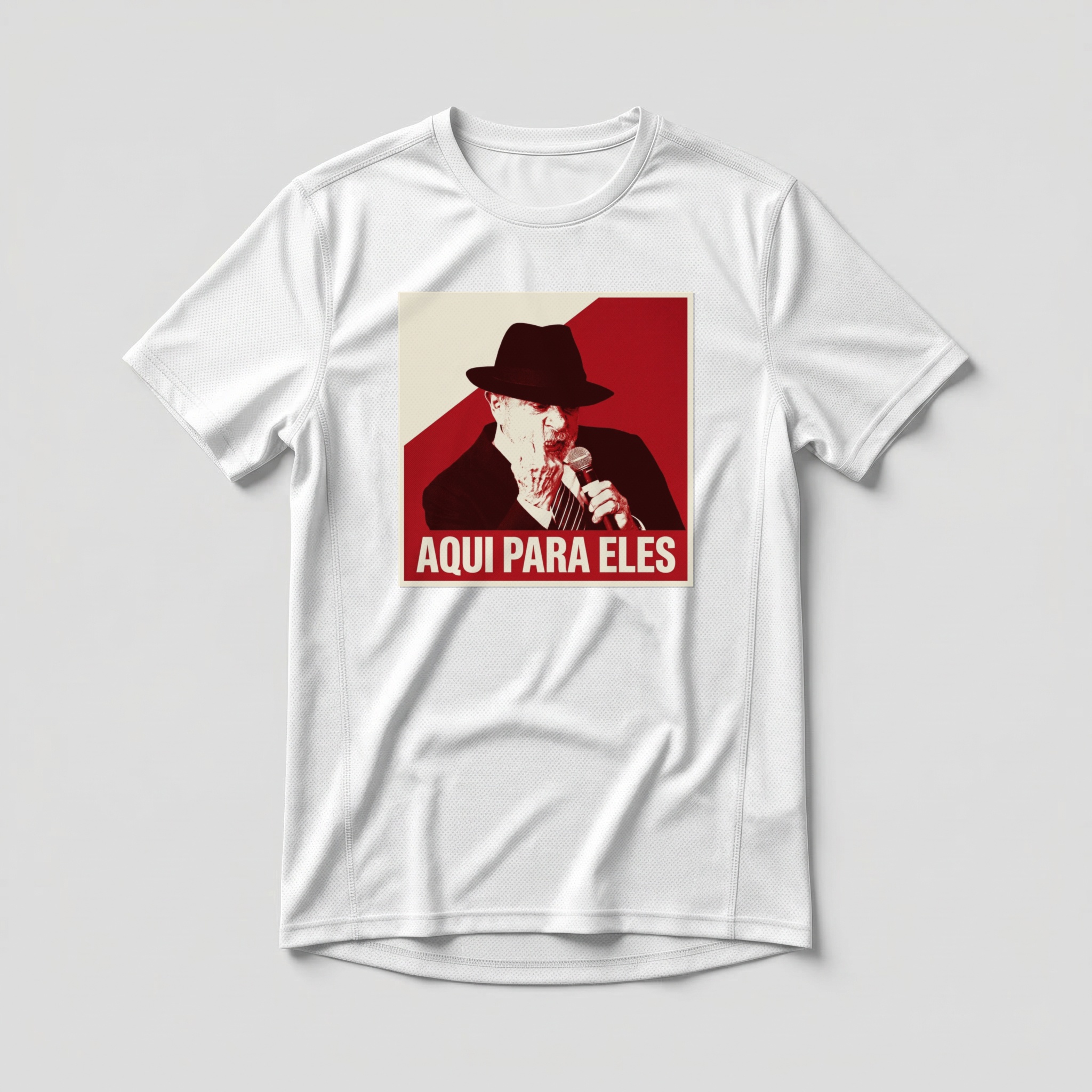 Camiseta_dry_fit_branco_que_isso_camarada_-_Lula_-_Aqui_para_eles | Lula - Aqui para eles