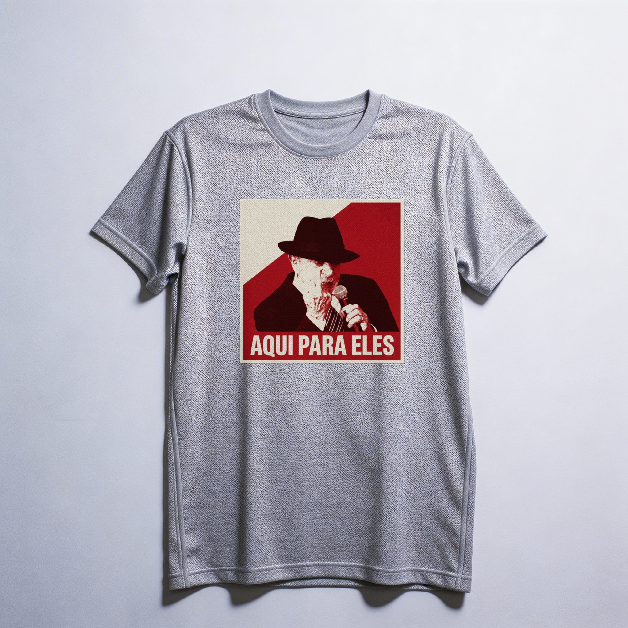 Camiseta_dry_fit_cinza_claro_que_isso_camarada_-_Lula_-_Aqui_para_eles | Lula - Aqui para eles