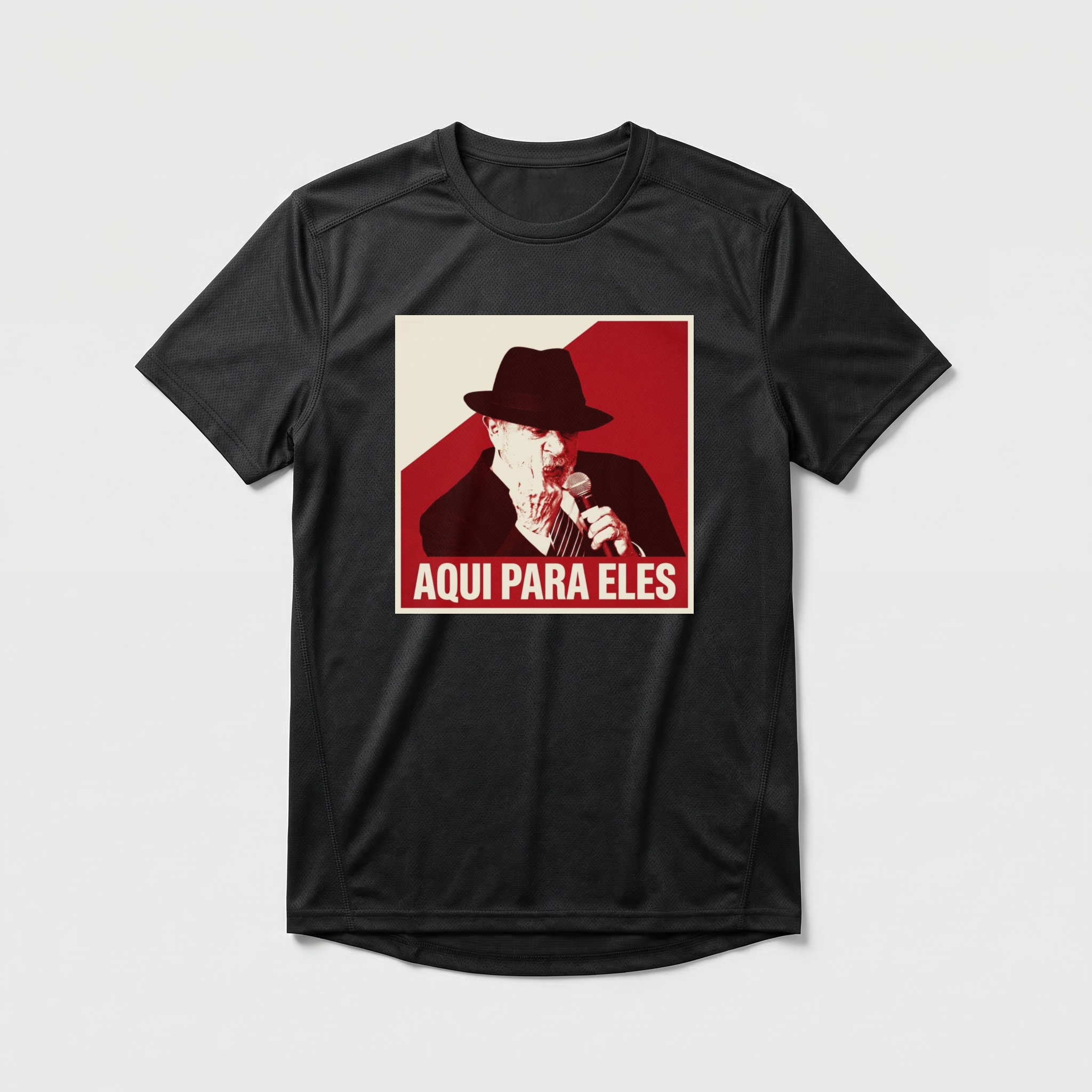 Camiseta_dry_fit_preto_que_isso_camarada_-_Lula_-_Aqui_para_eles | Lula - Aqui para eles