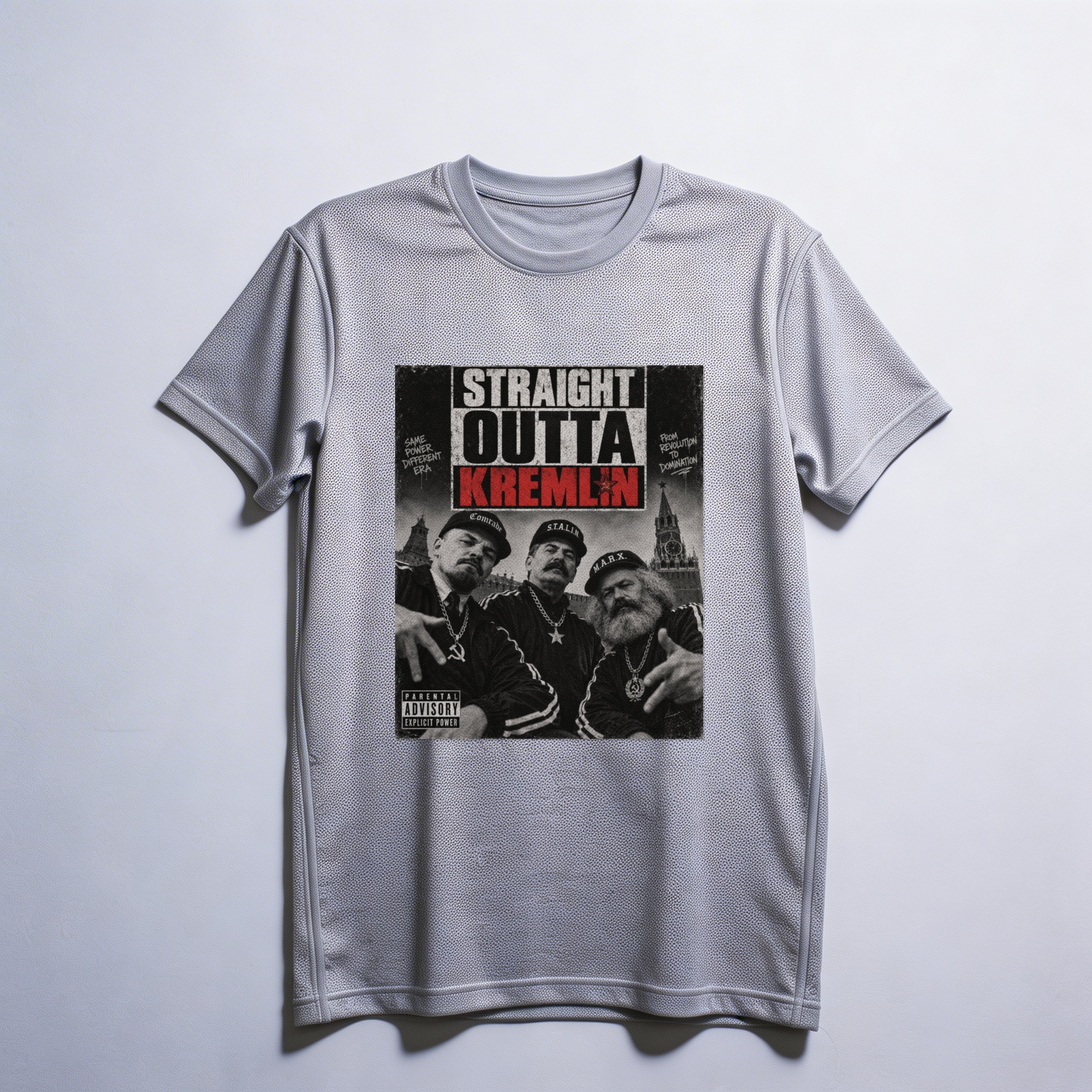 Camiseta_dry_fit_cinza_claro_que_isso_camarada_-_Straight_outta_kremlin | Straight outta kremlin