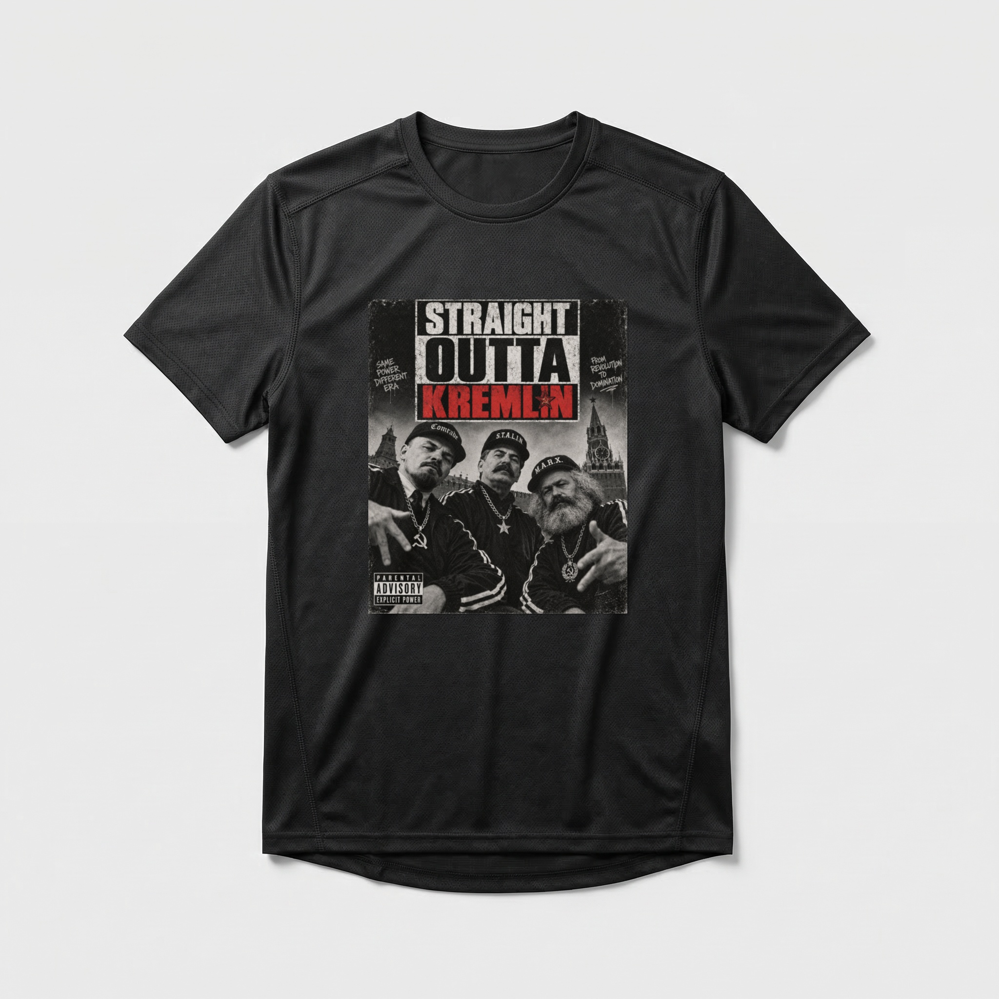 Camiseta_dry_fit_preto_que_isso_camarada_-_Straight_outta_kremlin | Straight outta kremlin