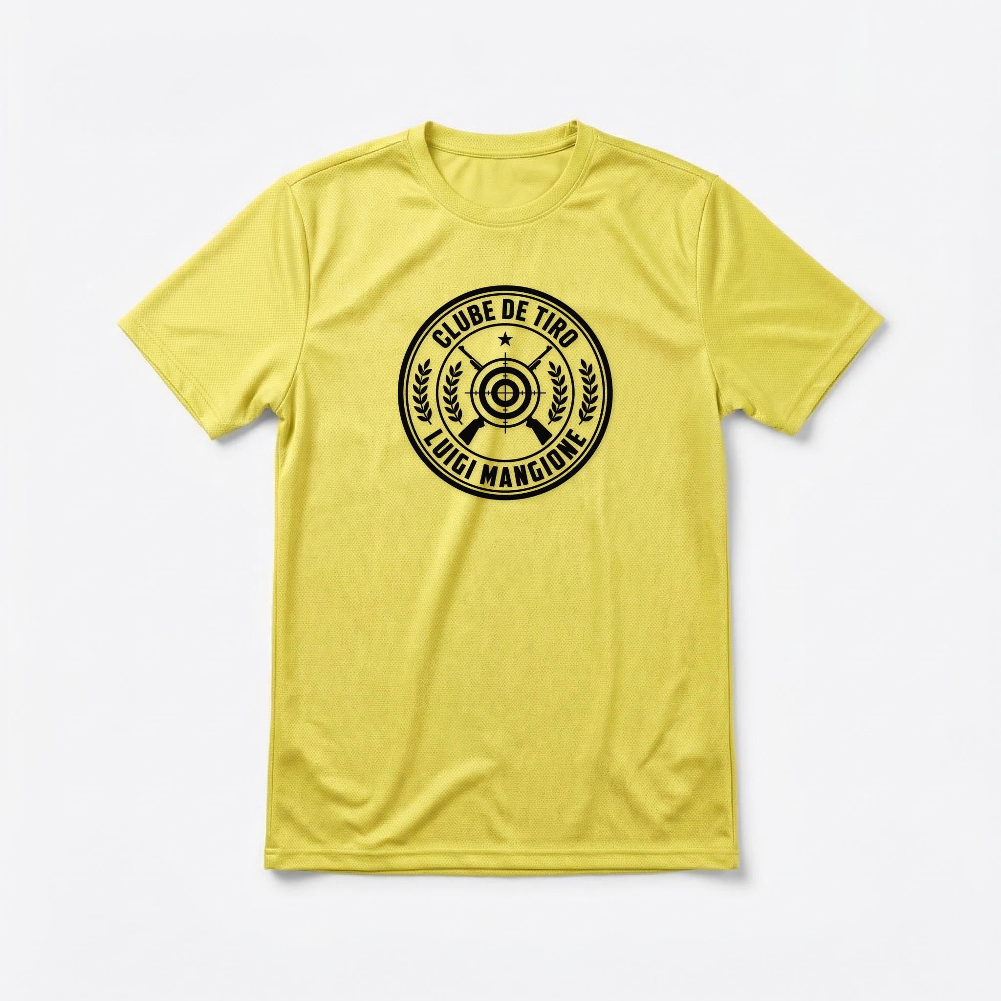 Camiseta_dry_fit_amarelo_que_isso_camarada_-_Clube_de_Tiro_Luigi_Mangione | Clube de Tiro Luigi Mangione