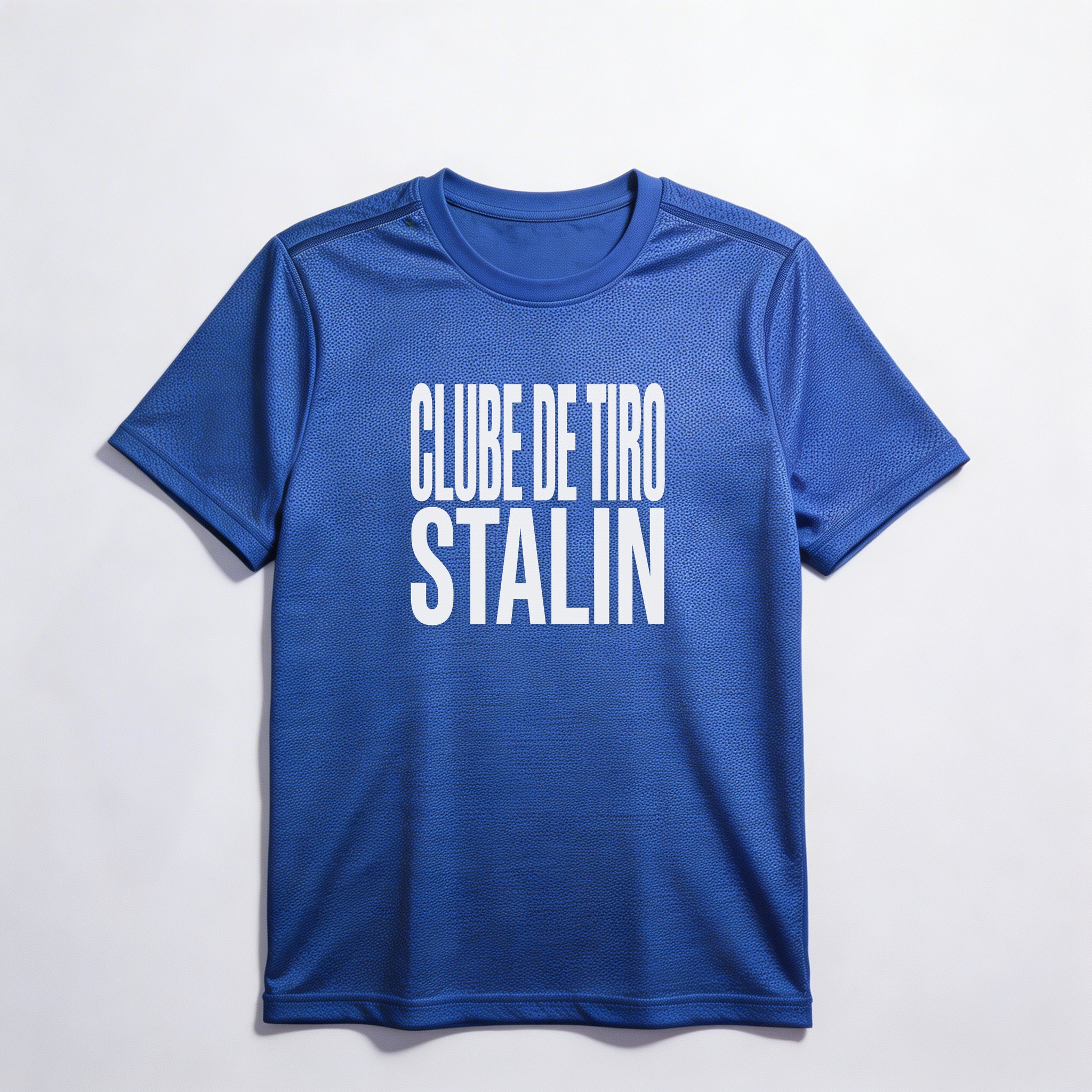 Camiseta_dry_fit_azul_que_isso_camarada_-_Clube_de_Tiro_Stalin_-_Tipografia | Clube de Tiro Stalin - Tipografia