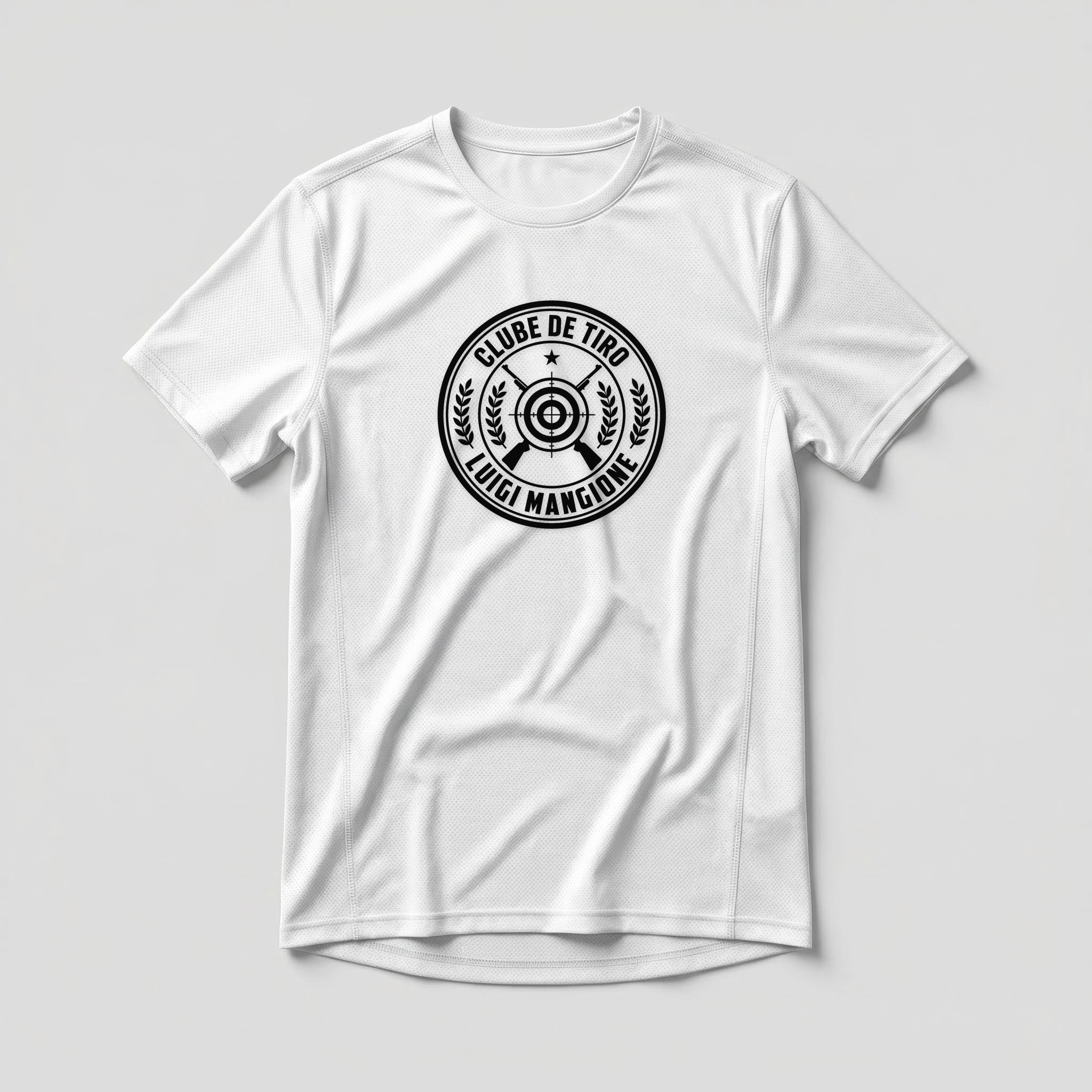 Camiseta_dry_fit_branco_que_isso_camarada_-_Clube_de_Tiro_Luigi_Mangione | Clube de Tiro Luigi Mangione