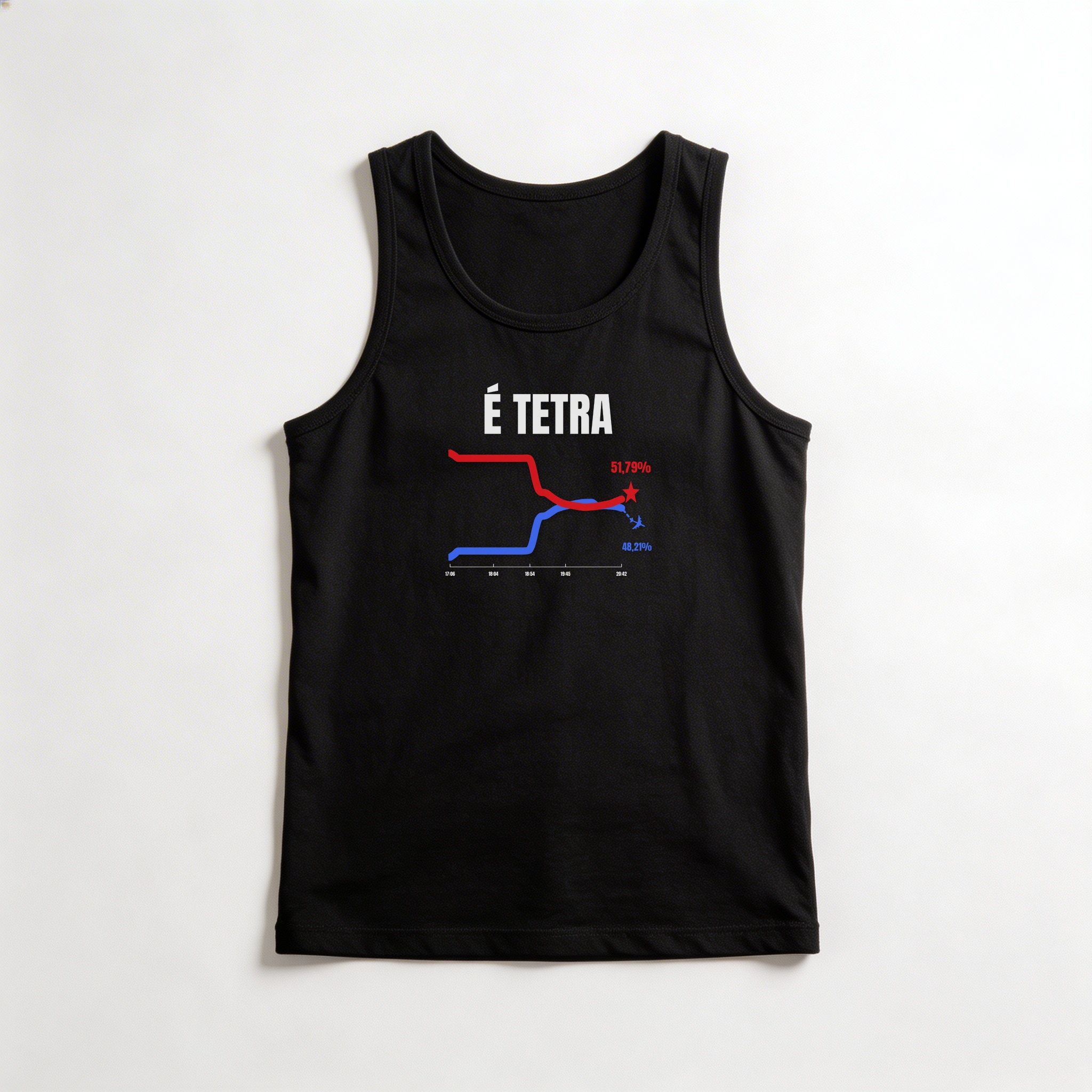Camiseta_regata_preto_que_isso_camarada_-_E_TETRA | É TETRA